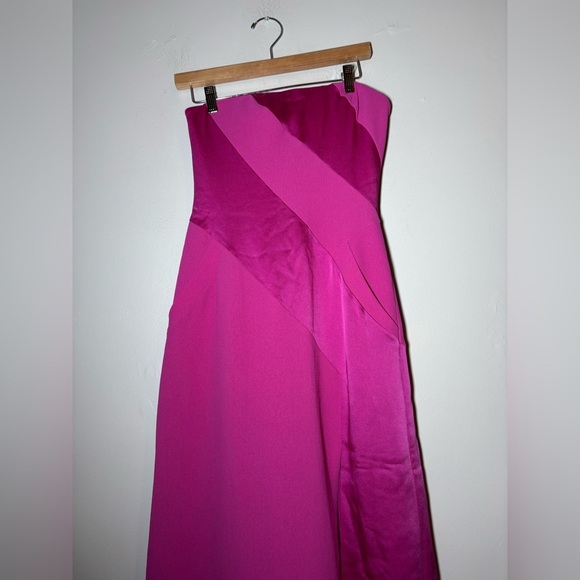 BCBGMAXAZRIA Claudine Strapless Color Blocked Evening Gown In Hot Pink size 2 - Picture 3 of 5